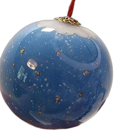 Pier 1 Li Bien Inside Painted Santa Sleigh & Reindeer Glass Ornament VTG w/ Box - Picture 5 of 6